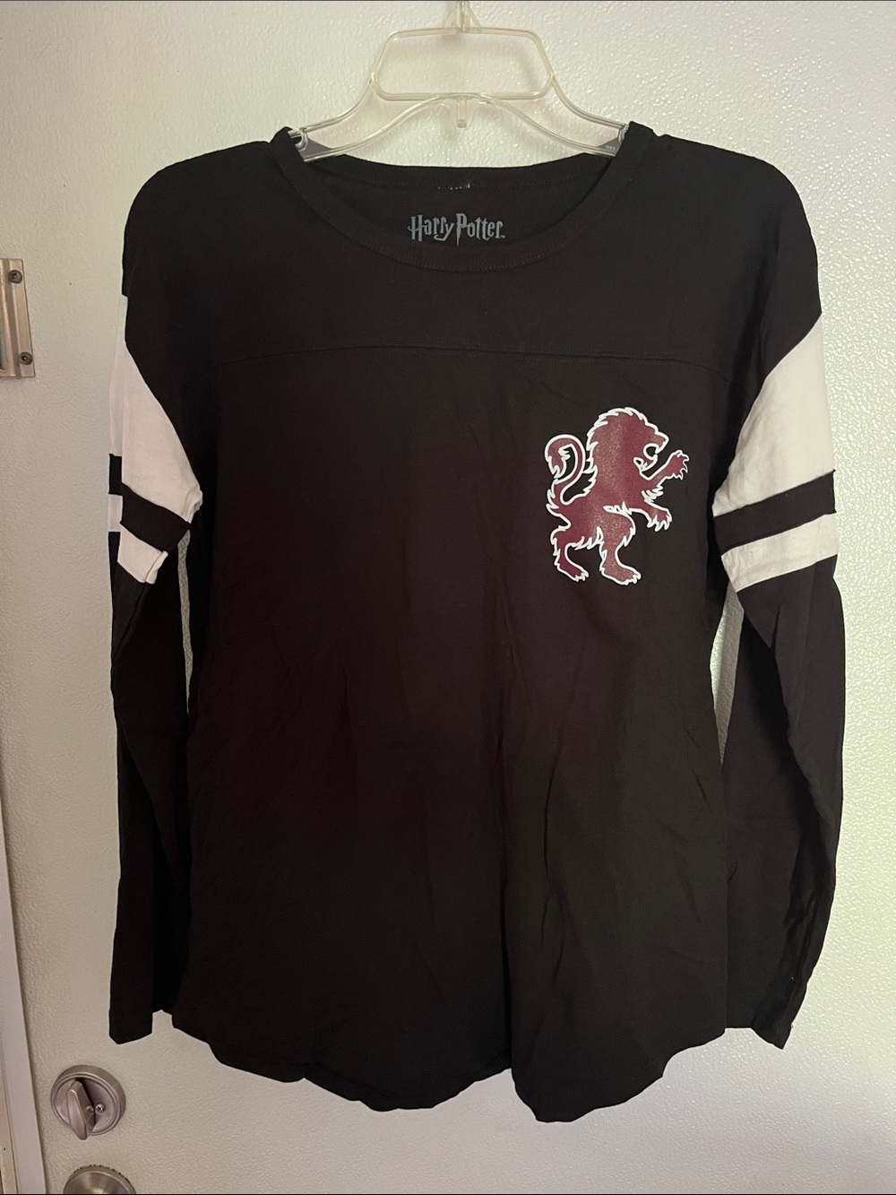 Harry Potter Black Long-Sleeve Graphic Tee with White Sleeve Panels
